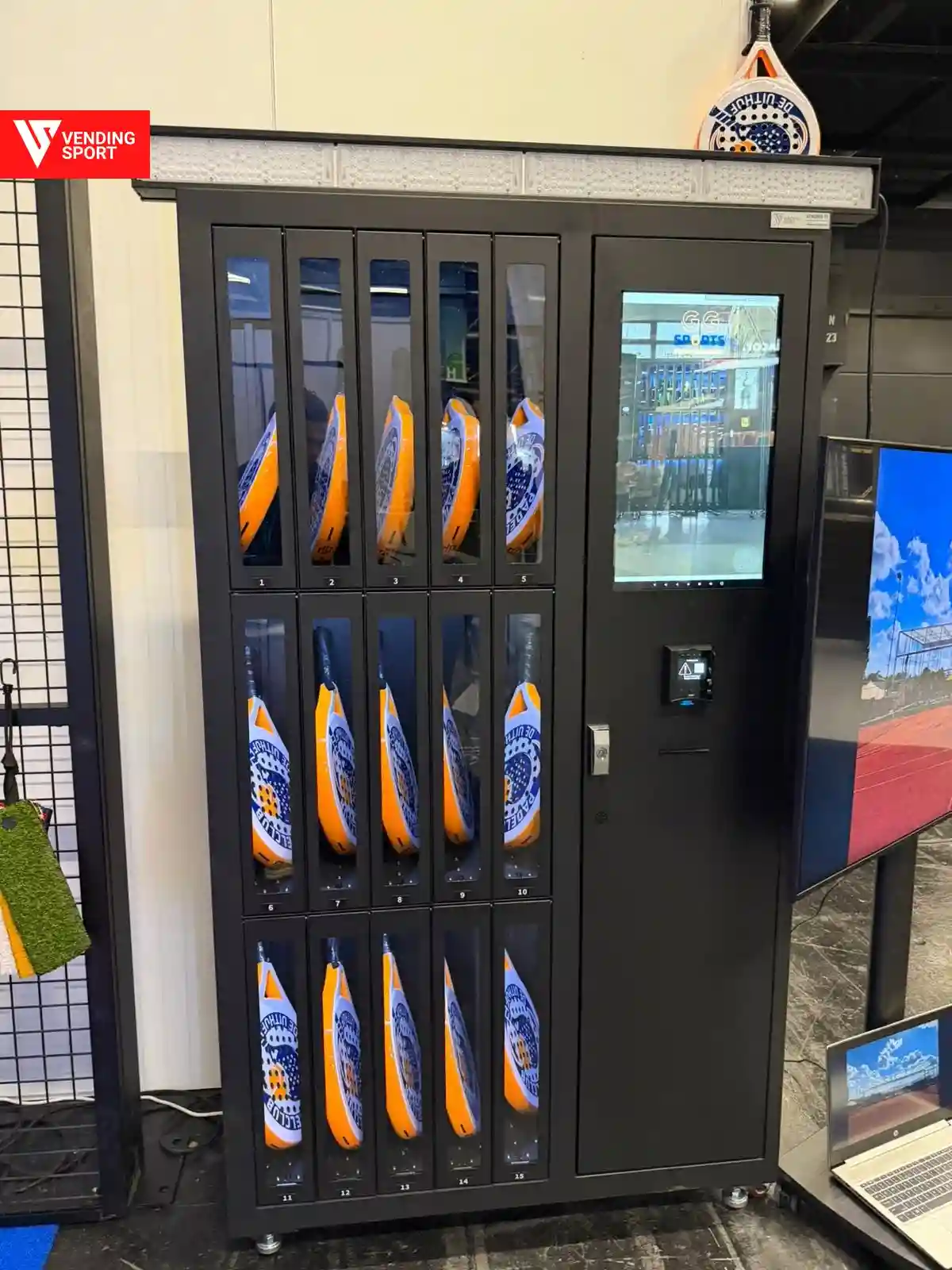 A Vending Sport padel racket rental machine